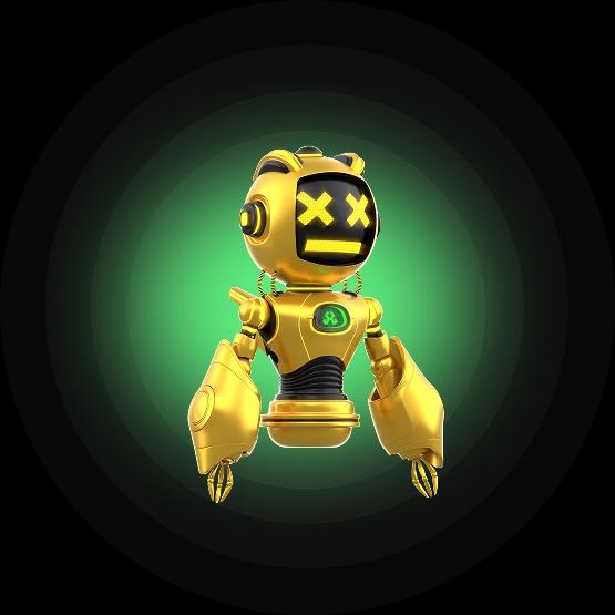 robot with a disappointed on the yellow background